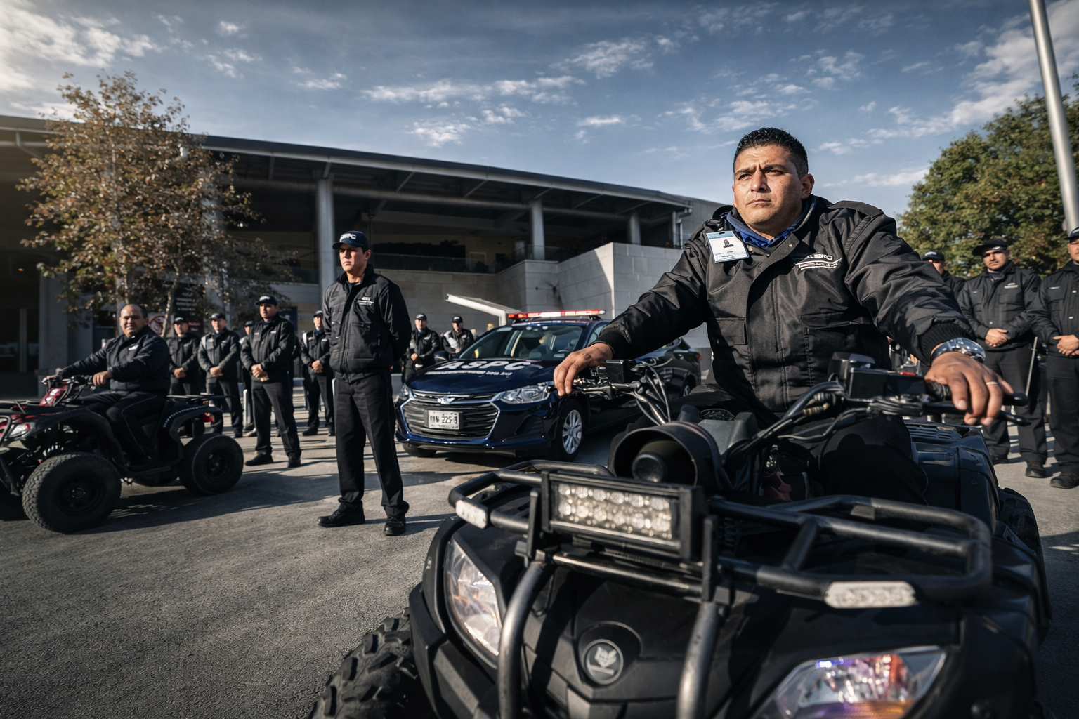 Equipo de patrullaje de seguridad con unidades operativas